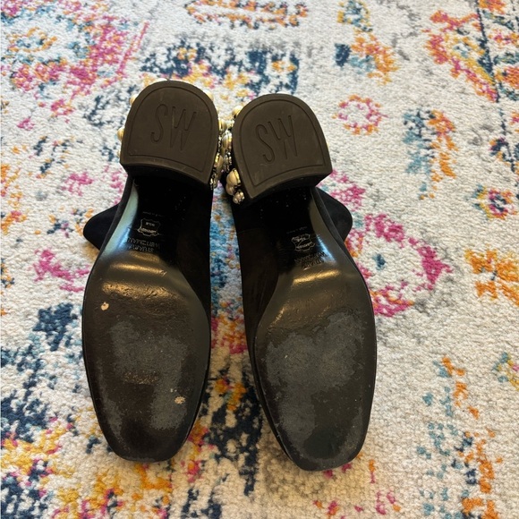 Stuart Weitzman Black Ankle Boots with Pearl Detailing - Picture 4 of 4